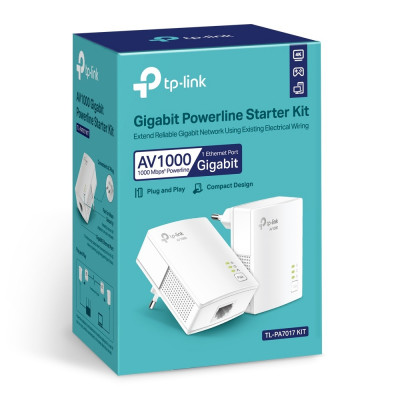 TP-Link PowerLine TL-PA7017KIT AV1000 Комплект гигабитных Wi-Fi адаптеров, белый