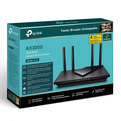 TP-Link Archer AX55 Роутер двухдиапазонный гигабитный, AX3000 с поддержкой Mesh, Wi-Fi 6