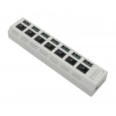 USB 3.0 хаб с выключателями, 7 портов, СуперЭконом, (SBHA-7307-W/30), белый