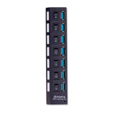 USB 3.0 хаб с выключателями, 7 портов, СуперЭконом, (SBHA-7307-B), черный