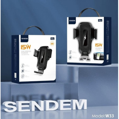 Автодержатель c БЗУ Sendem W33 15W, в дефлектор, черный