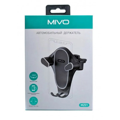 Автодержатель Mivo MZ-01, на дефлектор, для экранов диагональю от 4.0 до 6.5, черный