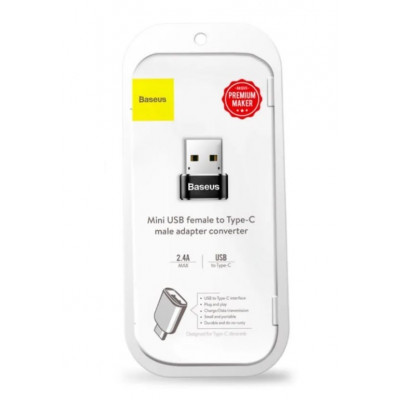 OTG адаптер Baseus CAAOTG-01 USB-A на Type-C, 2.4A, черный
