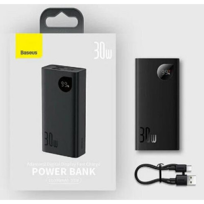 Внешний аккумулятор, Power Bank 10000 mAh Baseus Adaman 2, 30W, 2*USB A, Type C, (PPAD040001), черный