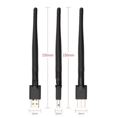 USB Wi-Fi адаптер Tiger MT7601, 5dBi, антенна WI-FI USB, для всех устройств, чёрный