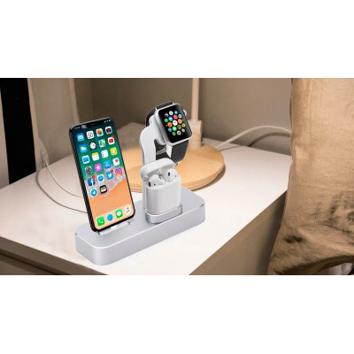 Док-станция COTEetCI Base19 3 в 1 для iPhone, AirPods, iWatch, Fast Charge (CS7201-GY), серый Док-станция COTEetCI Base19 3 в 1 для iPhone, AirPods, iWatch, Fast Charge (CS7201-GY), серый