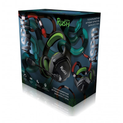 Игровая гарнитура Smartbuy RUSH Aspid, 40мм, переходник для ПК (SBHG-9760), черный-зеленый