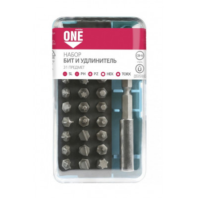 Набор бит (насадок), 31 предмет, биты SL, PH, PZ, HEX,TORX по 6 шт, CR-V Smartbuy OneTools, кейс