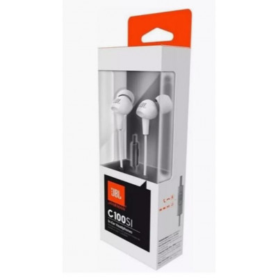 Проводные наушники JBL C100Si внутриканальные, микрофон, 1.2м, белый