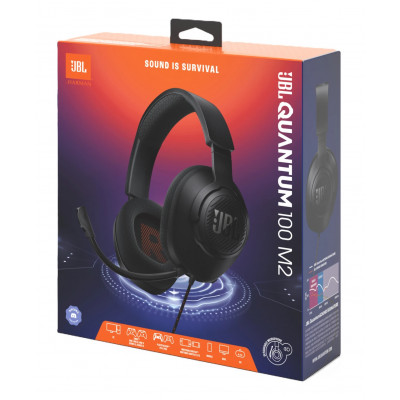 Проводные наушники накладные JBL Quantum 100 M2 упр.кнопочное, микрофон, 3.5мм, 1.2м, черный