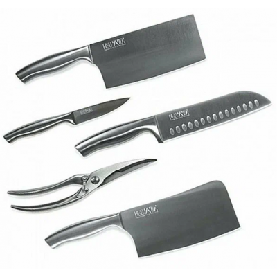 Ножи набор Xiaomi Huo Hou Nano Steel (4 ножа, ножницы, подставка) HU0014, стальной