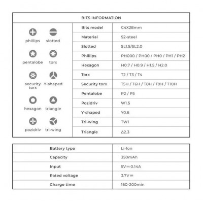 Отвертка электрическая Xiaomi Hoto 25 in 1 (QWLSD010), черный
