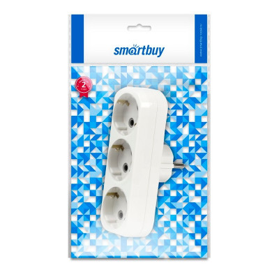 Разветвитель Smartbuy, 3 гнезда с заземлением плоский 16А 250B (SBE-16-A02-3z), белый