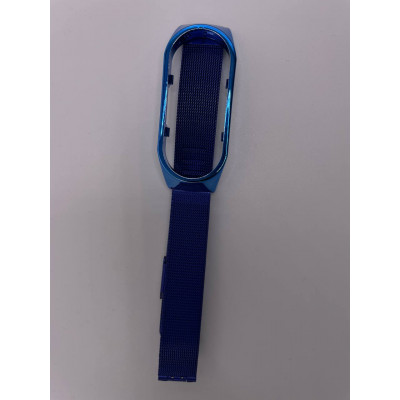 Ремешок металлический мелкое звено с застежкой для фитнес браслета Xiaomi Mi Band 7 Dark Blue