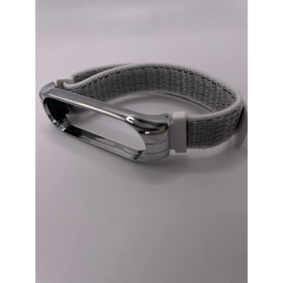 Ремешок нейлоновый Xiaomi Mi Band 3/4 White-Silver