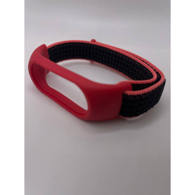 Ремешок нейлоновый миланская петля  для Xiaomi  Mi Band 7 Red Black