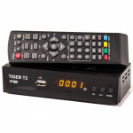 Цифровой эфирный ресивер Tiger T2 IPTV ULTRA, кабельный IPTV, чёрный (LAN разъём)