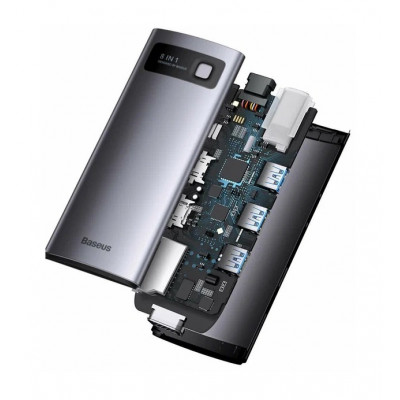 Хаб Baseus Metal Gleam Series 8-in-1 Type-C (WKWG050013), серебро