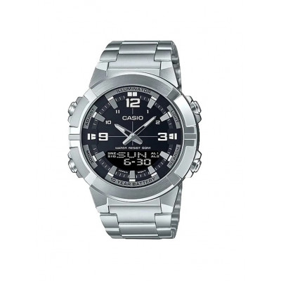 Часы Casio Collection AMW-870D-1AVDF противоударные, водозащита (5 АТМ), серебрянный - черный