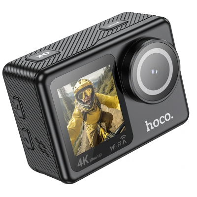 Экшн камера HOCO DV101 4K, с 2-мя LCD 1.3 и 2 дюйма, Обзор 150°, 900мАч, аквабокс 30м на погружение