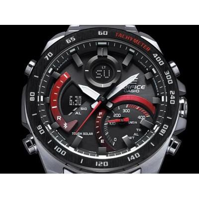 Часы Casio Edifice ECB-900DB-1ADR солн.бат., хронограф, Bluetooth,100АТМ, черный - красный