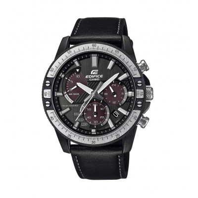 Часы Casio Edifice EQS-930TL-1AVUD хронограф, кожанный ремешок, 100АТМ, черный - коричневый