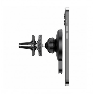 Автодержатель Hoco CA85 Ultra, магнитный с беспроводной зарядкой 15W, на дефлектор, черный