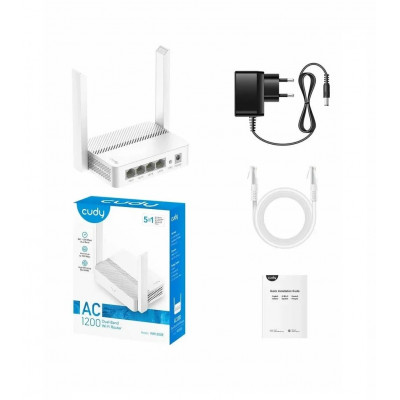 Cudy WR1200E Роутер двухдиапазонный Wi-Fi AC1200, 2.4/5ГГц, MI-MUMO, 4 порта 10/100Мбит/с, белый