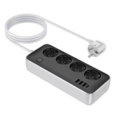 Сетевой фильтр Hoco AC21 4*розетки, 3*USB-A, 1*USB-C, AC 2500W, DC17W, 3м, черный