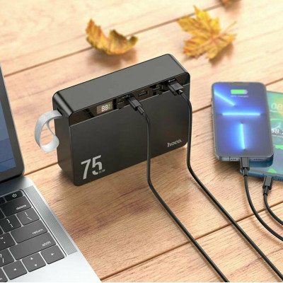 Внешний аккумулятор, Power Bank 75000 mAh Hoco J94 Overlord, 22.5W, LED, черный