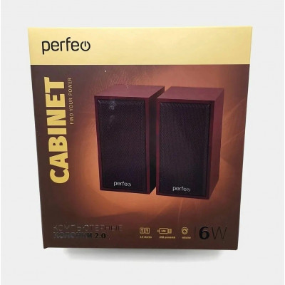 Компьютерная акустика, колонки Perfeo CABINET (PF-A4388), 2.0, мощность 2х3 Вт (RMS), USB, махагон