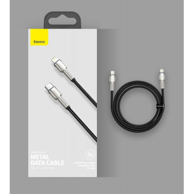 Кабель для зарядки Baseus Cafule Series Metal PD20W Type-C - Lightning, 1м (CATLJK-A01), черный