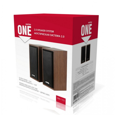 Компьютерная акустика, колонки Smartbuy SBA-102, 2.0, мощность 6 Вт, USB, коричневый
