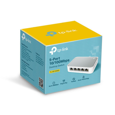 Неуправляемый коммутатор 5 портов TP-Link TL-SF1005D 100 Мбит/сек, белый