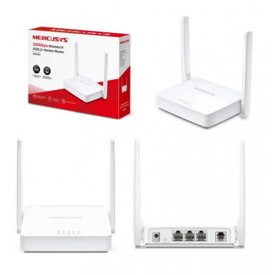 Mercusys MW300D Роутер Wi‑Fi с модемом ADSL2+ N300 Мбит/с, белый
