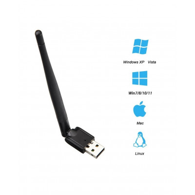 USB Wi-Fi адаптер Tiger MT7601, 3dBi, антенна WI-FI USB, для всех устройств, чёрный