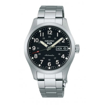 Часы Seiko SRPJ81K1 механические, минеральное стекло, водозащита 10Bar, стальной корпус, черный