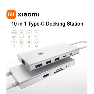 USB-С хаб разветвитель Xiaomi Docking Station 10 в 1 для ПК и планшета (XMTIO01YM), серебро