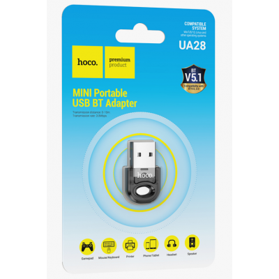 Bluetooth адаптер Hoco UA28 BT5.1, черный