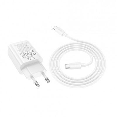 Зарядное устройство Hoco N61 Gentle 1*USB-A QC3.0 + 1*USB-C PD20W + кабель Type-C/Type-C, белый