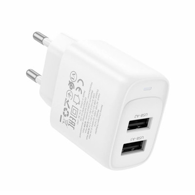 Зарядное устройство Hoco C141A Smart 2*USB-A 2.1A, белый