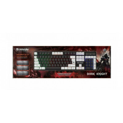 Клавиатура игровая проводная DEFENDER Dark Knight GK-077 45077, черный-белый