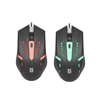 Мышь игровая проводная DEFENDER Hit MB-601 Black, 7 цветов, 4 кн., 1200 dpi, черный