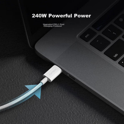Кабель для зарядки Cuktech CTC520P 5A 240W, USB-C - USB-C, 2м, белый