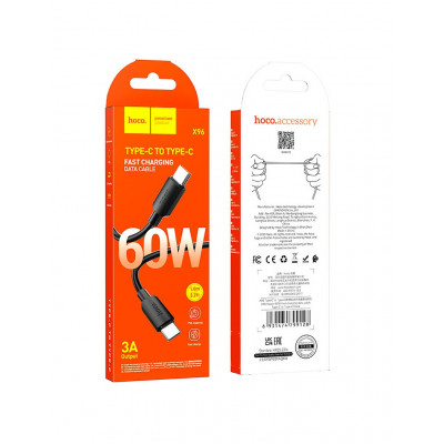 Кабель для зарядки Hoco X96 Hyper FC 60W, 3A, Type-C - Type-C, 1м, черный