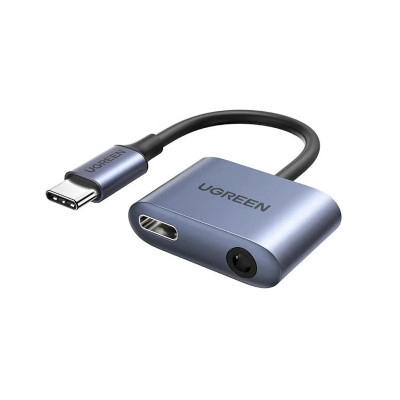 Адаптер - переходник, UGreen CM231 (60164) USB-C - 3.5mm Audio Adapter with PD, серый