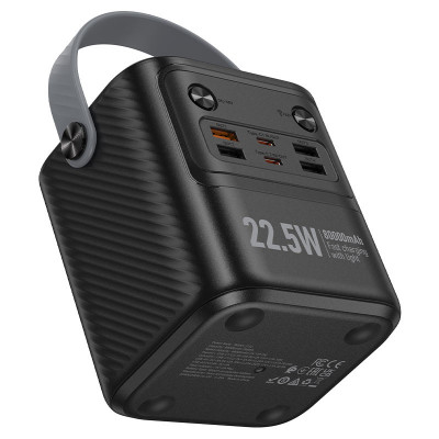 Внешний аккумулятор, Power Bank 80000mAh Hoco J152 Tought 22.5W+PD20W+Light, черный