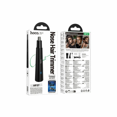 Триммер для носа, ушей, бровей, бакенбард Hoco HP37, 3 насадки, 320mAh, черный